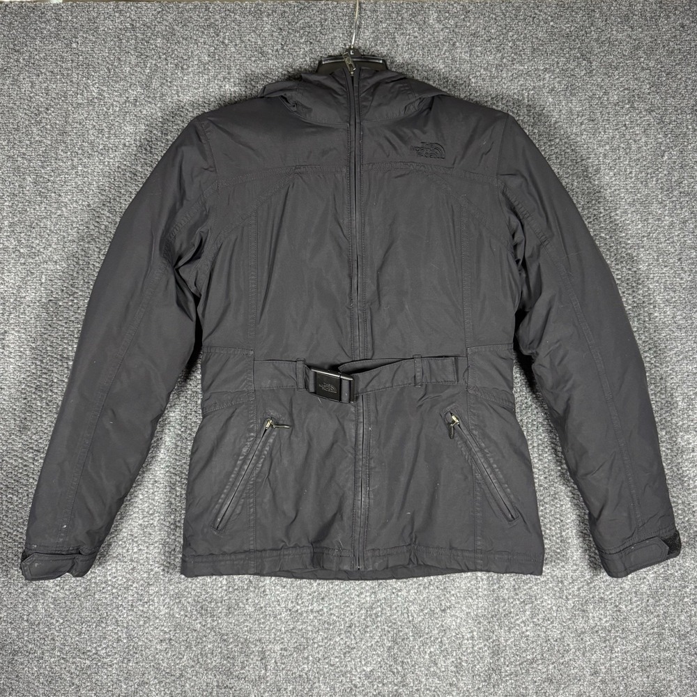 The North Face Hyvent Womens Sz Small Goose Down Belted Jacket Black